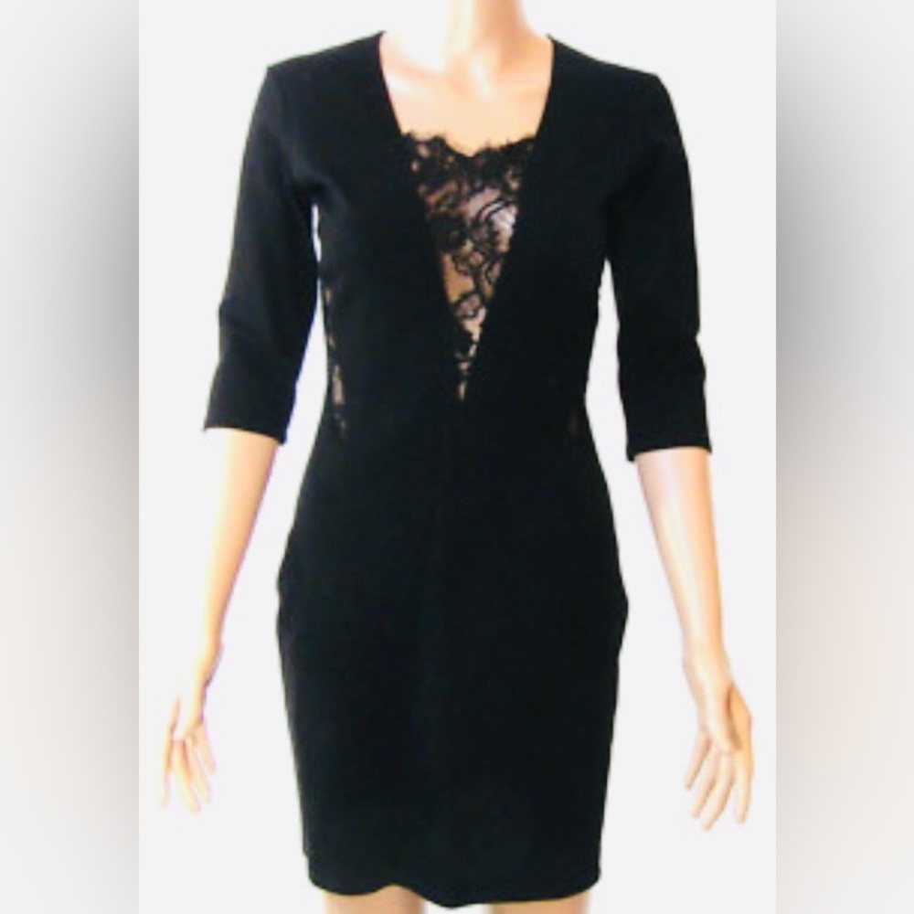 MASON,  Black Lace Long Sleeve Dress, Size Small